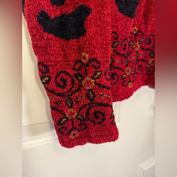 Vintage Tsunami Red Black Abstract Patterned Button Up Cardigan Sweater Size M - Picture 6 of 6